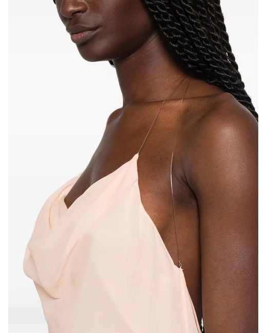 Mugler White Cowl-Neck Backless Midi Dress