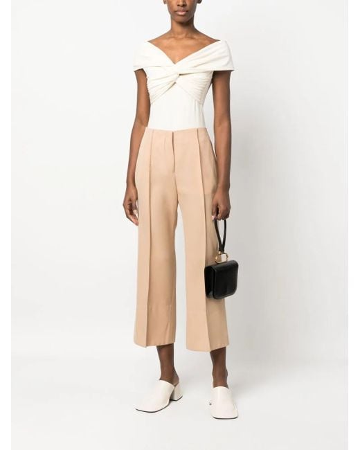 Jil Sander Natural Cropped Cotton Trousers