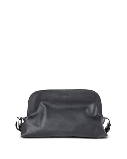 Ann Demeulemeester Gray Buckle-Detail Leather Clutch Bag