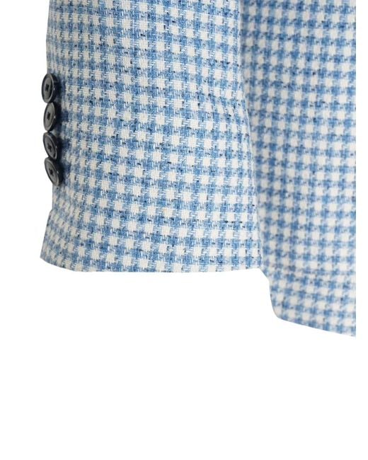 Sartorio Napoli Blue Houndstooth Blazer for men