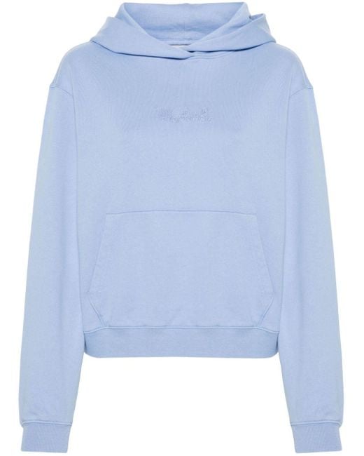 Woolrich Blue Logo-embroidered Cotton Hoodie