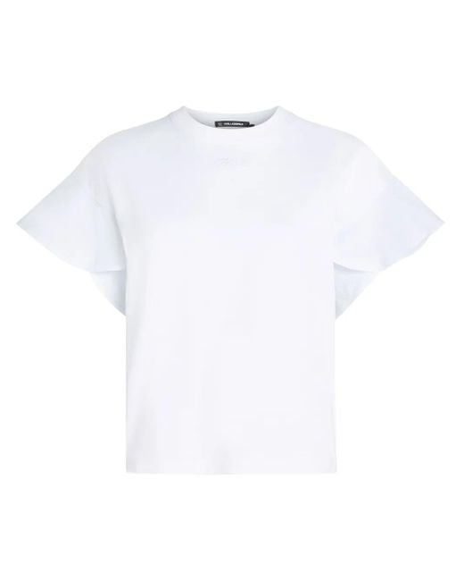 Karl Lagerfeld White Ruffle T-Shirt