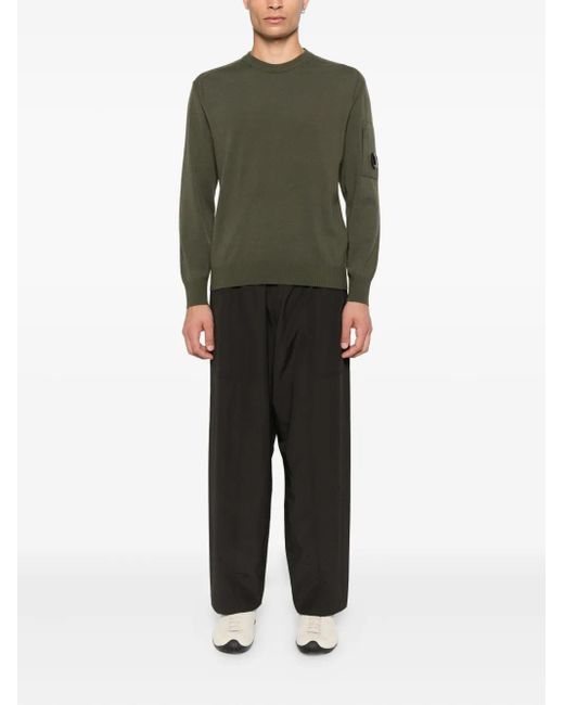 C P Company Green Lens-Detail Crew-Neck Sweater for men