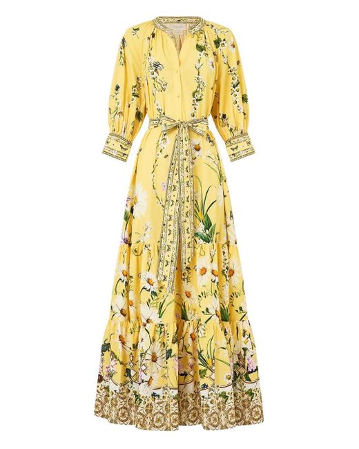 CAMILLA Tiered Short Sleeve Shirt Dress in Yellow | Lyst Australia