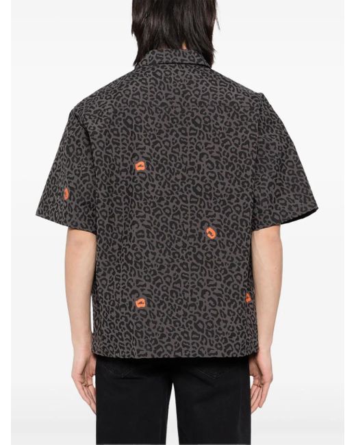 Undercover Overhemd Met Luipaardprint in het Black voor heren