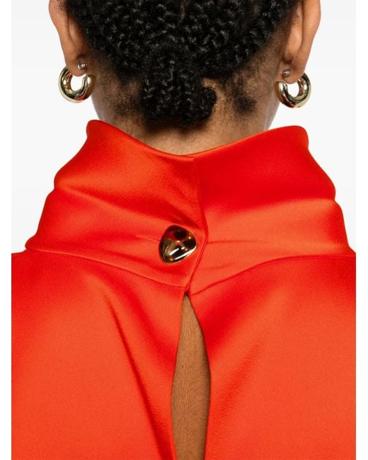 Carven Orange Double Satin Blouse
