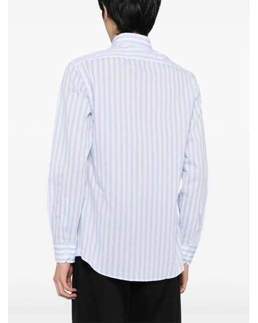 Barena Blue Striped Poplin Shirt for men