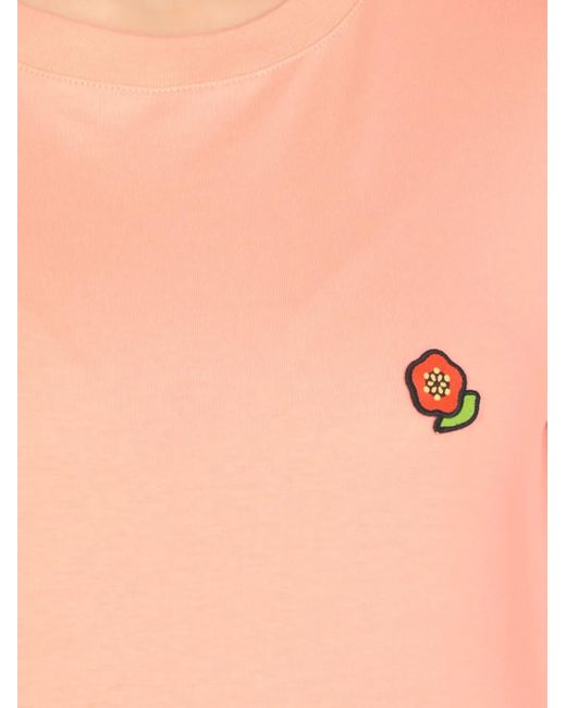 KENZO Pink Logo-Embroidered Cotton T-Shirt