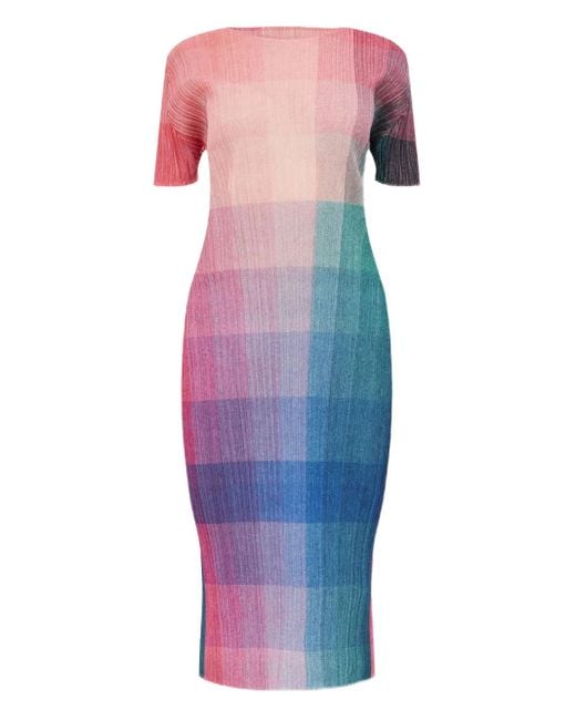 Pleats Please Issey Miyake Blue Photon Midi Dress