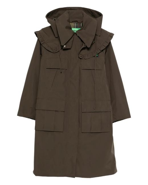 Barbour Green Ruffled Hooded Jacket