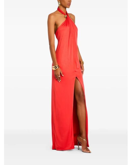 retroféte Red Becs Halterneck Maxi Dress