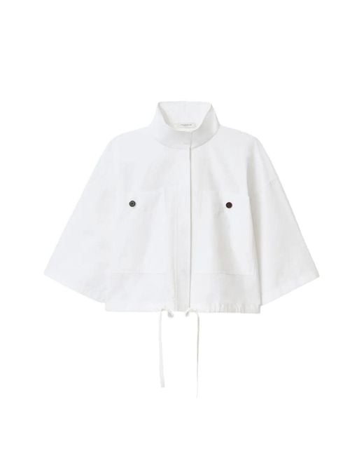 Lafayette 148 New York White Oversized Short-Sleeve Shirt-Jacket