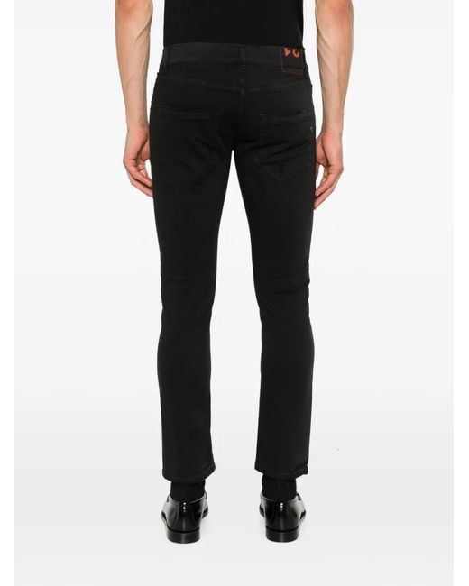 Dondup Black Distressed Slim-Fit Jeans for men