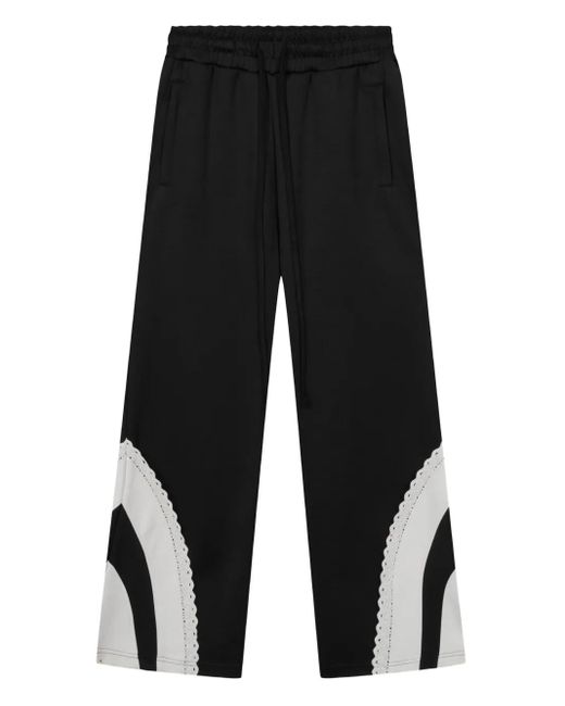 ROUGH Black Contrast Side-Pockets Track Pants