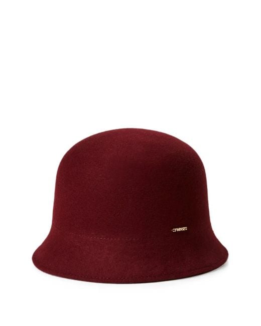 Twinset Red Wool Cloth Cloche Hat