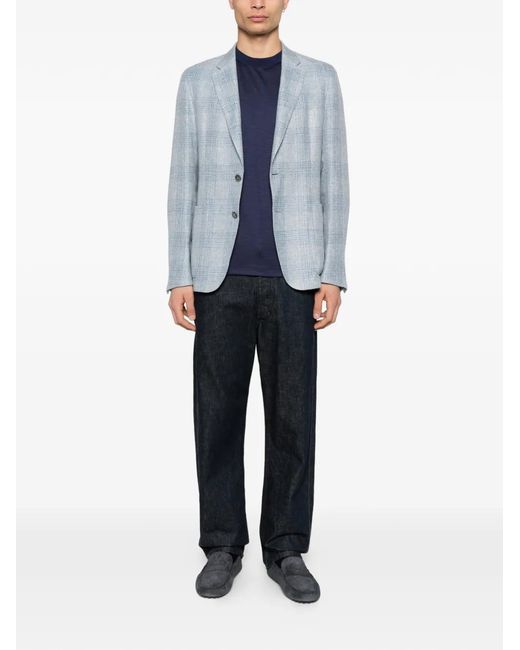 Zegna Blue Checked Blazer for men