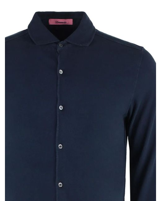Drumohr Blue Rounded-Hem Piqué Shirt for men
