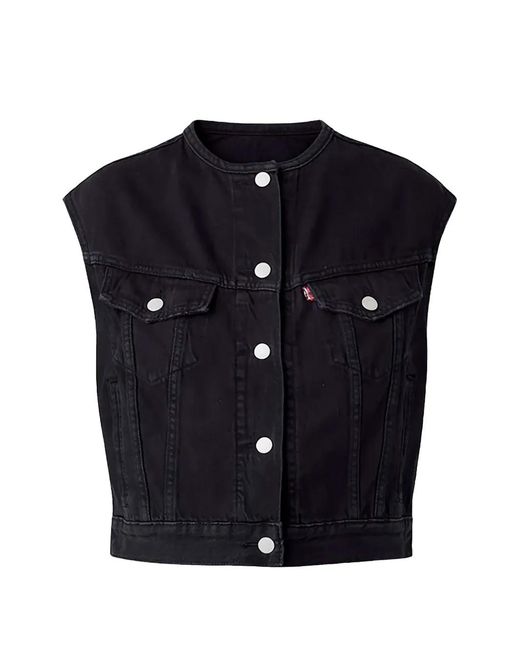 Levi's Blue Collarless Buttoned Vest