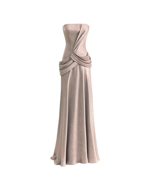 Gemy Maalouf Natural Strapless Draped Maxi Dress