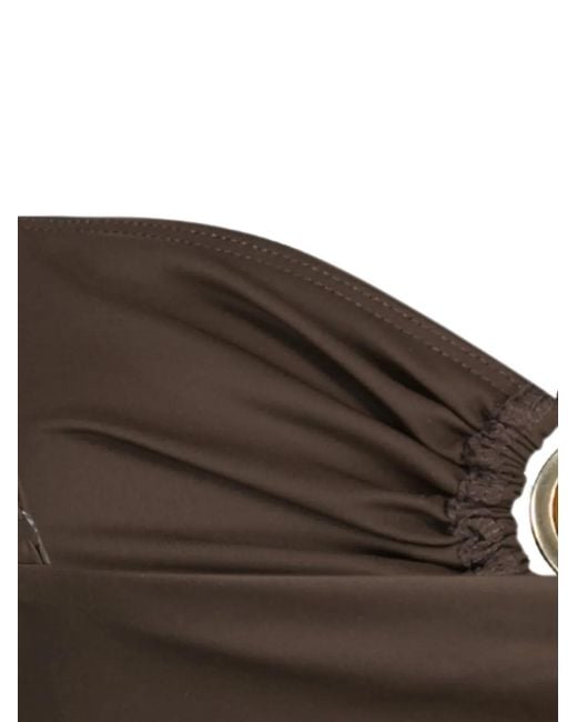 Christopher Esber Brown Stone-Embellished Ruched Bikini Bottoms