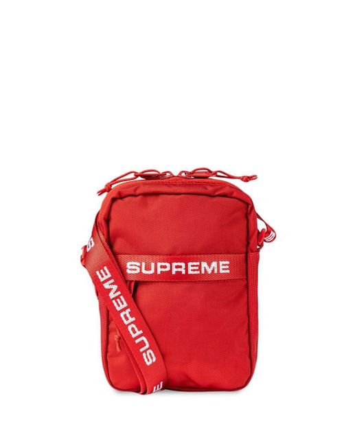 Supreme Red Logo Strap Shoulder Bag