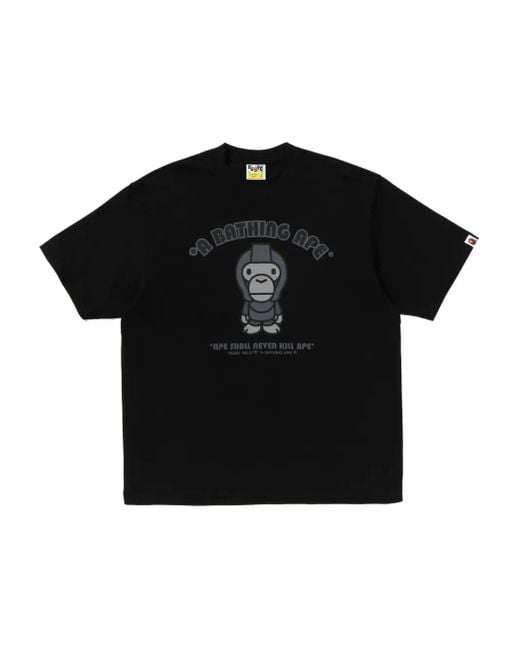 A Bathing Ape Black Logo-Print T-Shirt for men