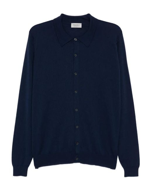 John Smedley Blue Knitted Cardigan for men