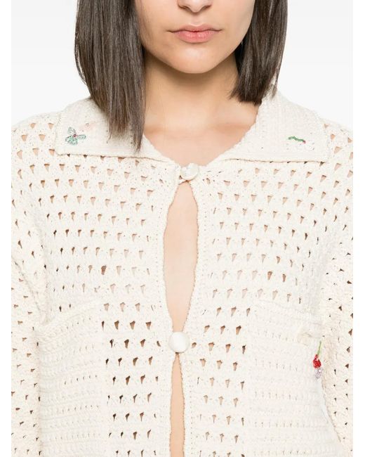 Forte_forte White Crochet-Knit Cardigan