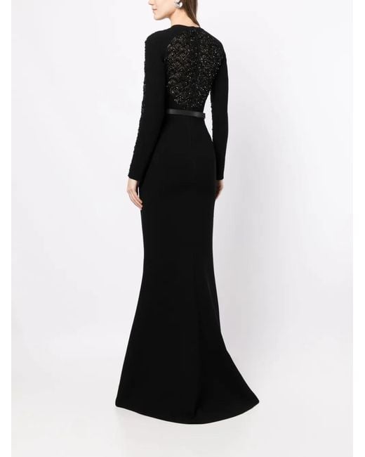 Saiid Kobeisy Black Bead Embellishment Long Dress