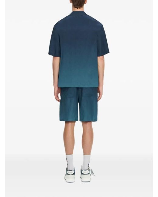 Off-White c/o Virgil Abloh Blue Arrow Monogram Jacquard Bowling Shirt for men