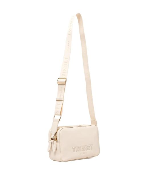 Twinset Natural Logo-Detail Double-Zip Cross Body Bag