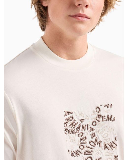 Emporio Armani T-Shirt mit Logo-Print in Natural für Herren