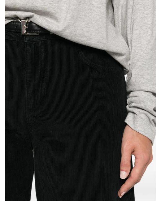 The Row Black Eglitta Corduroy-Effect Trousers