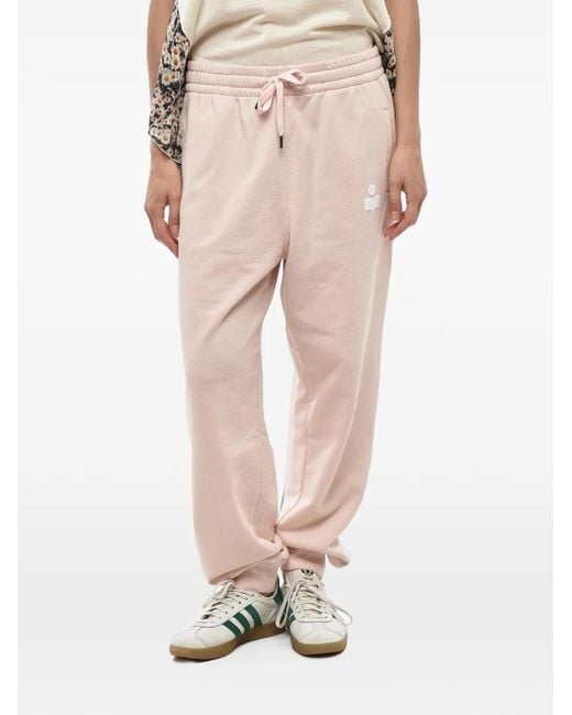 Isabel Marant Natural Flocked-Logo Track Trousers