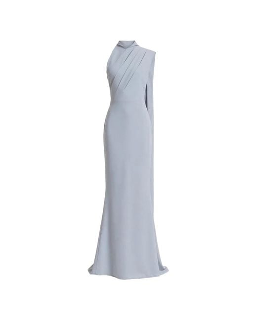 Gemy Maalouf White Padded-Shoulder Cape Dress