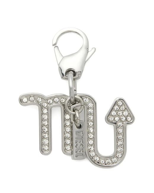 DIESEL White Metal Scorpio Charm With Rhinestones