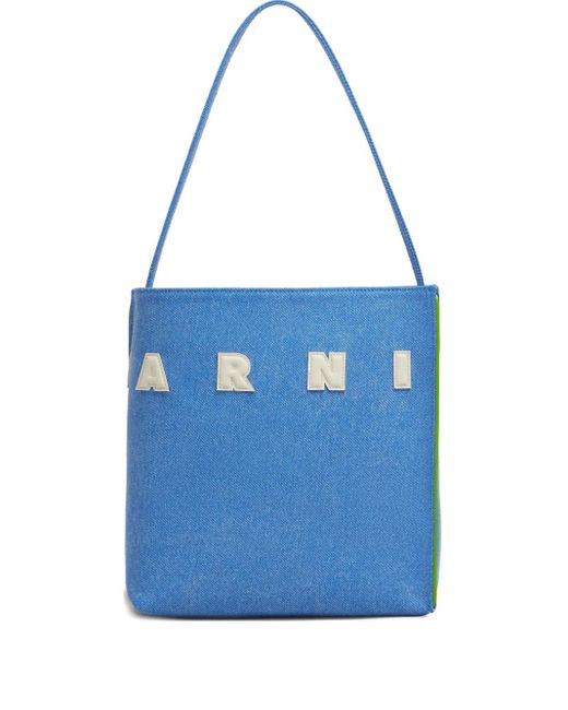 Bolso shopper con parche del logo Marni de color Blue