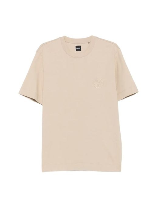 Boss Natural Logo-Embroidered T-Shirt for men