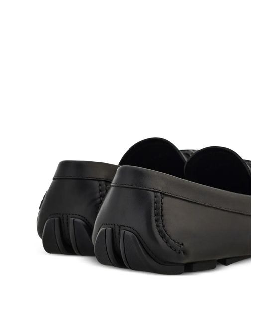 Ferragamo Black Gancini Ornament Driver Loafers for men