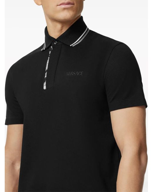 Polo 'Barocco' di Versace in Black da Uomo