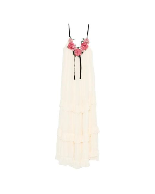 For Love & Lemons White Ruffled Maxi Dress