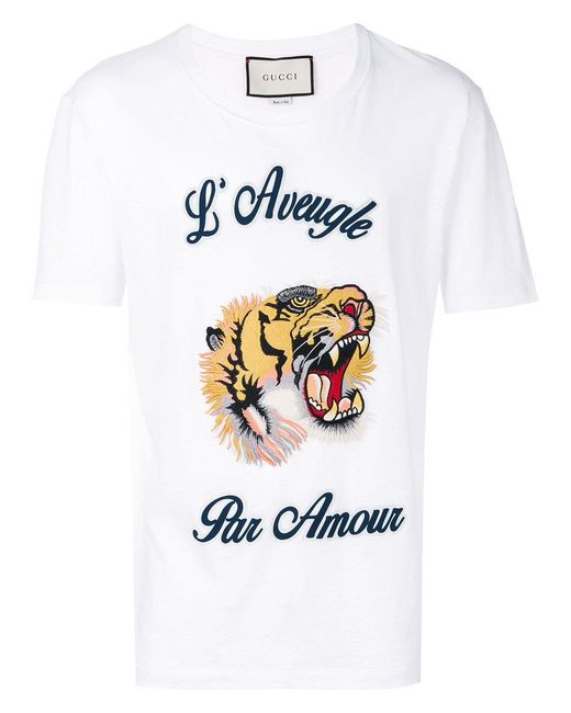 Gucci Cotton L'aveugle Par Amour T-shirt in White for Men | Lyst