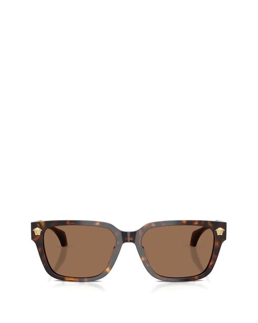 Versace Brown Square Medallion Sunglasses for men