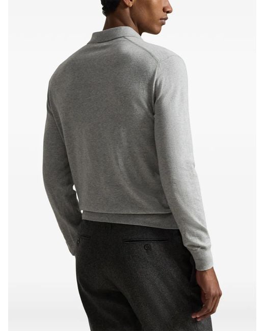 Polo Ralph Lauren Gray Long-Sleeve Polo-Collar Sweater for men