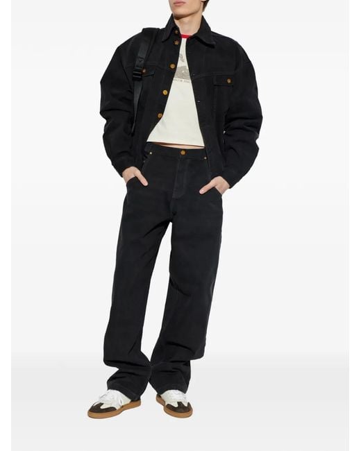 Willy Chavarria Black Logo-Buttoned Denim Jacket for men