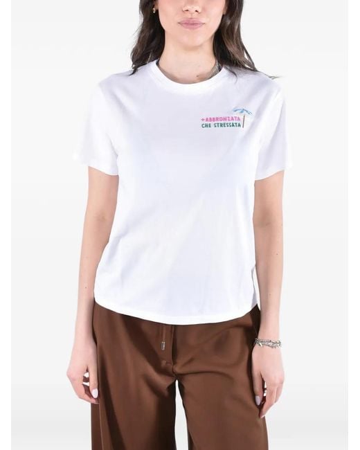 Mc2 Saint Barth White T-Shirt Emilie À Logo Brodé