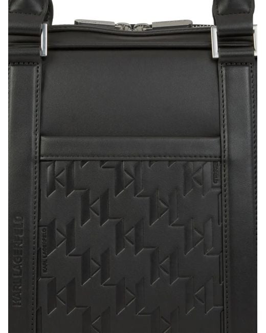 Karl Lagerfeld Black K/Traveller Embossed Briefcase for men