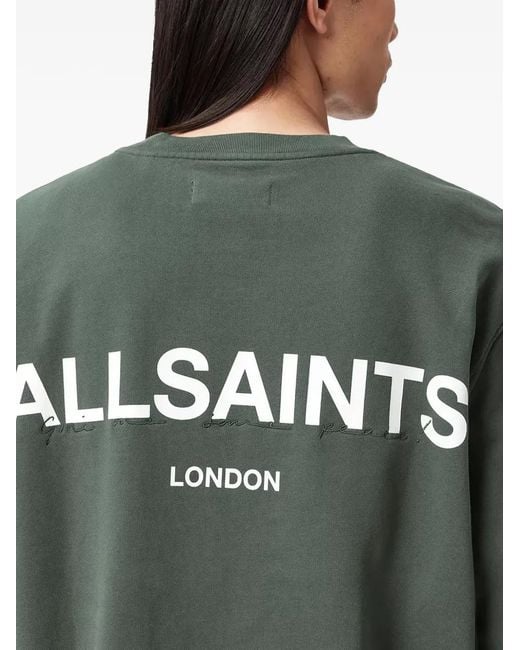 AllSaints Green Halcyon Logo Crew-Neck Sweatshirt for men