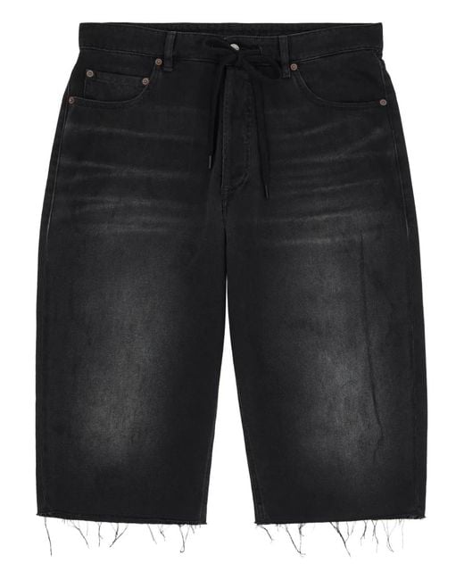 MM6 by Maison Margiela Black Frayed Denim Shorts for men
