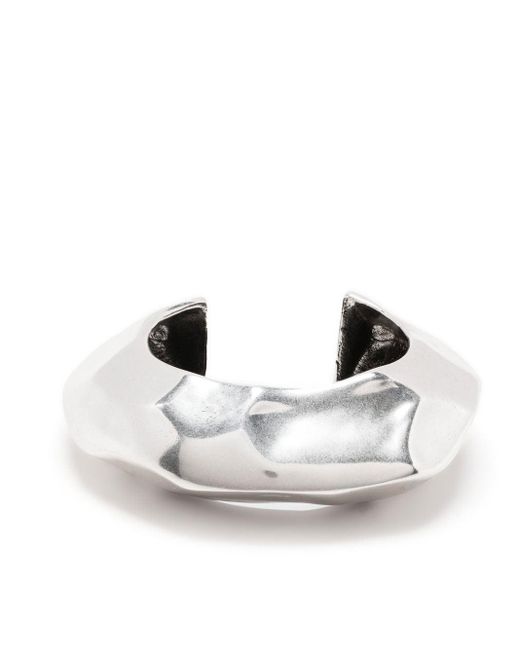 Saint Laurent White -tone Sculpted Cuff Bracelet - Women's - Brass